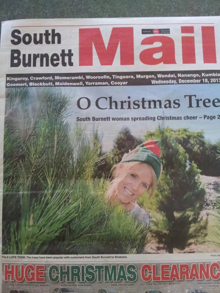 Front page of the South Burnett Times - Debbie from Chrissy Trees 4 U